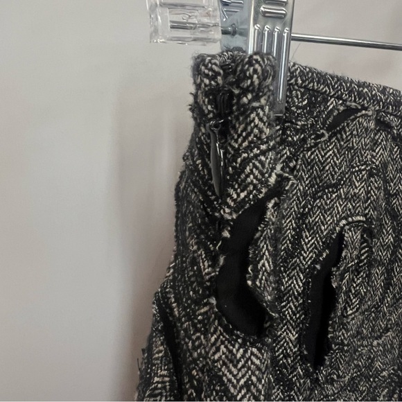 Per Se Skirt Black White Herringbone Floral Wool Blend Size 6 - Picture 5 of 10